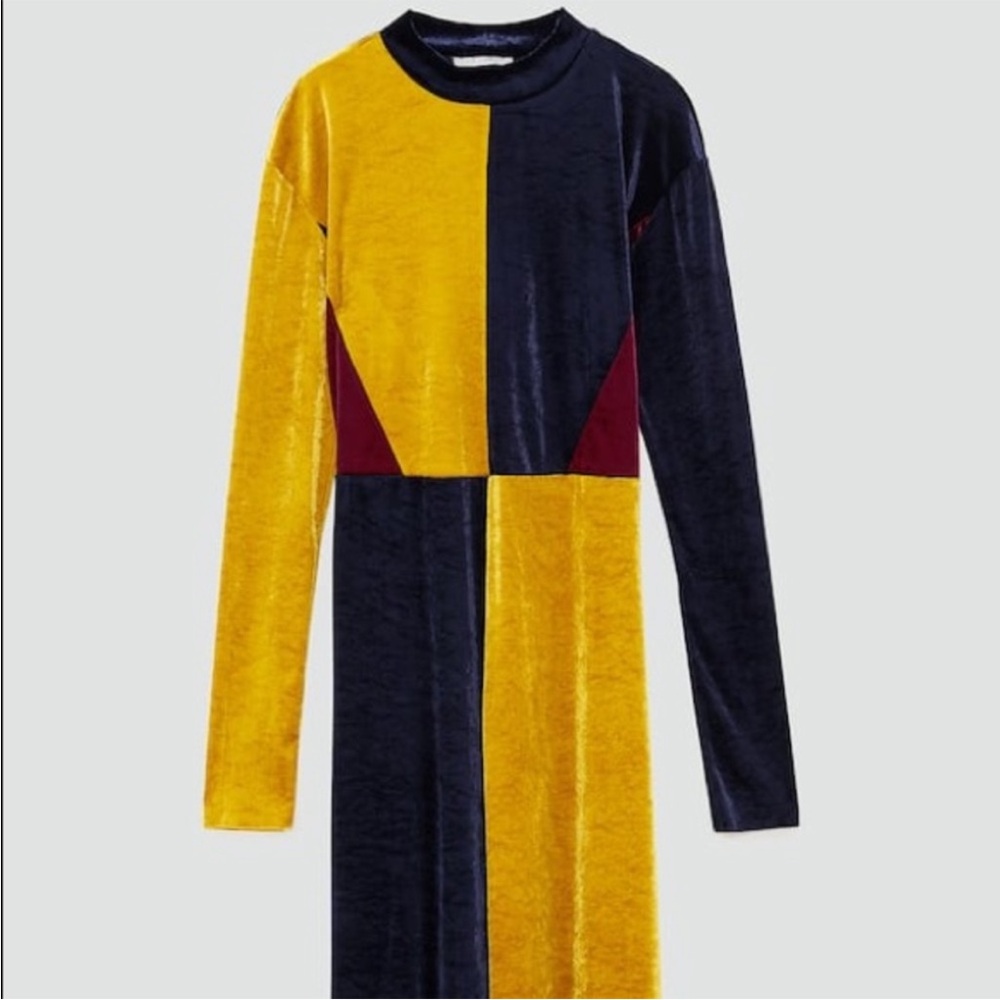 Zara Velvet Color Block Dress size Large - Picture 11 of 11